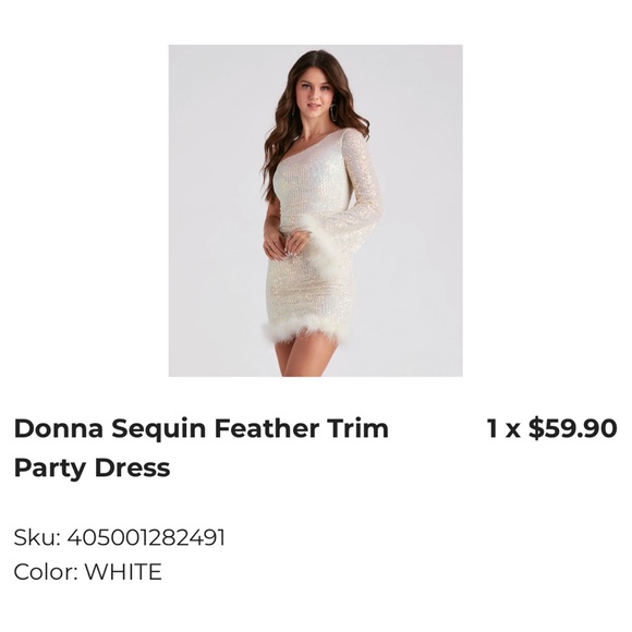 Sequin Feather Trim Dress - Picture 6 of 6